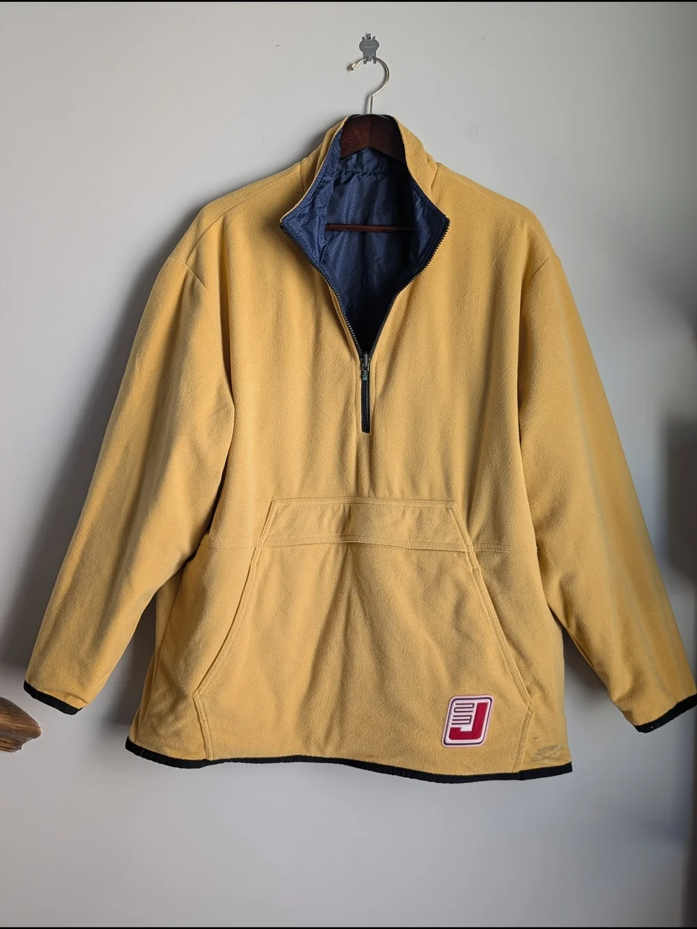 VTG Nike Jordan 1/2 Zip Windbreaker Men XL Blue Fleece Lined Ripstop Reversible